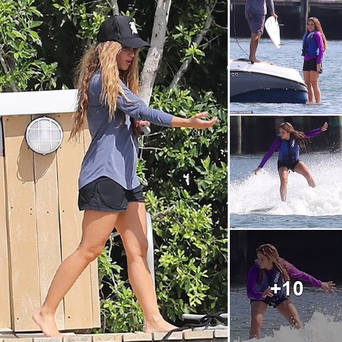 Shakira Glides Through Miami Waters on a Wakeboard in Black Shorts: Natural Beauty Shines